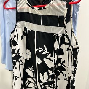 Black and White Floral Sleeveless Top